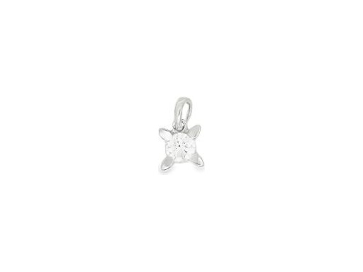 18K White Gold Solitaire Pendant with Natural Round Diamond